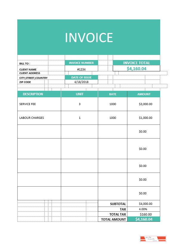 Business Service Invoice Template PSD template